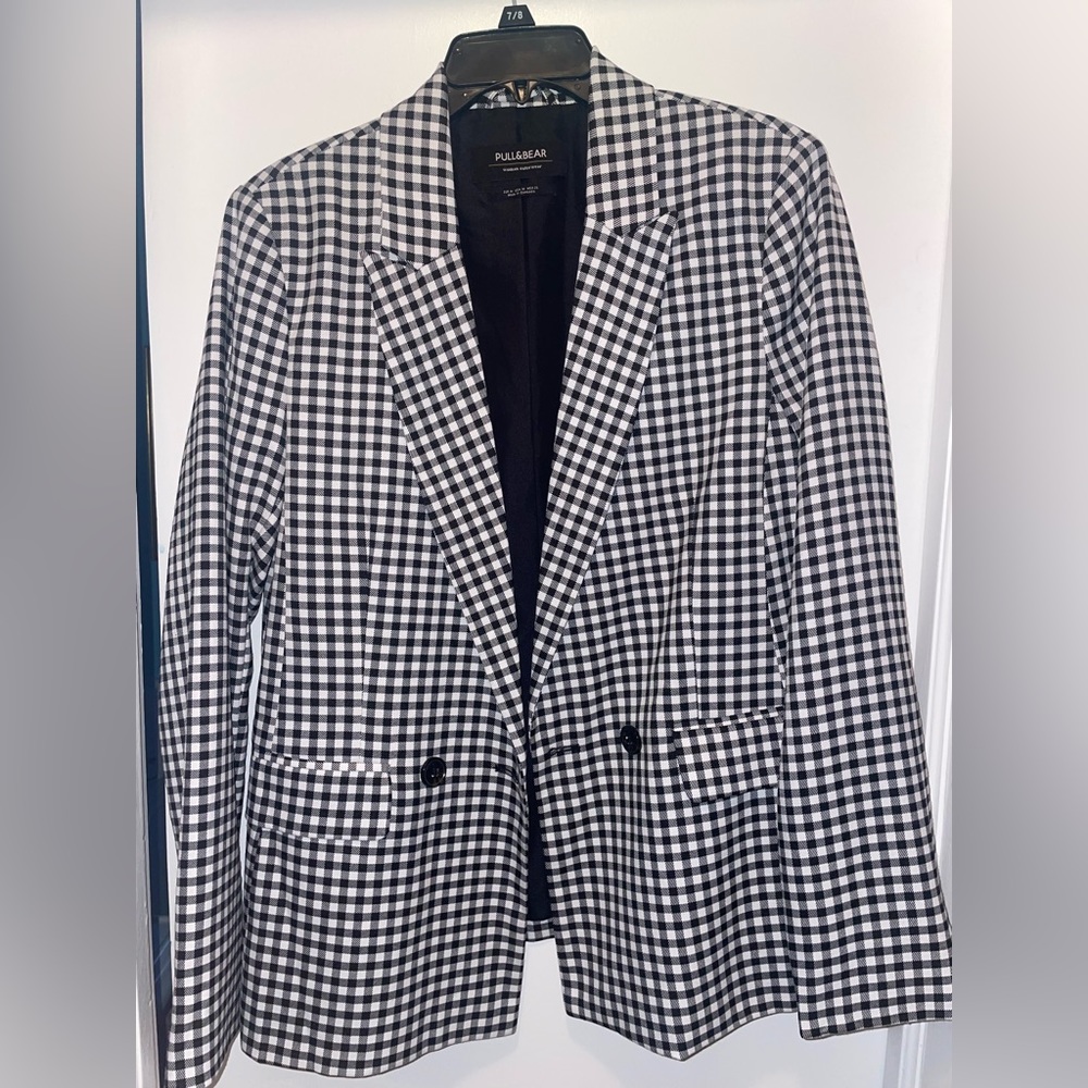 Pull&Bear Black Gingham Blazer